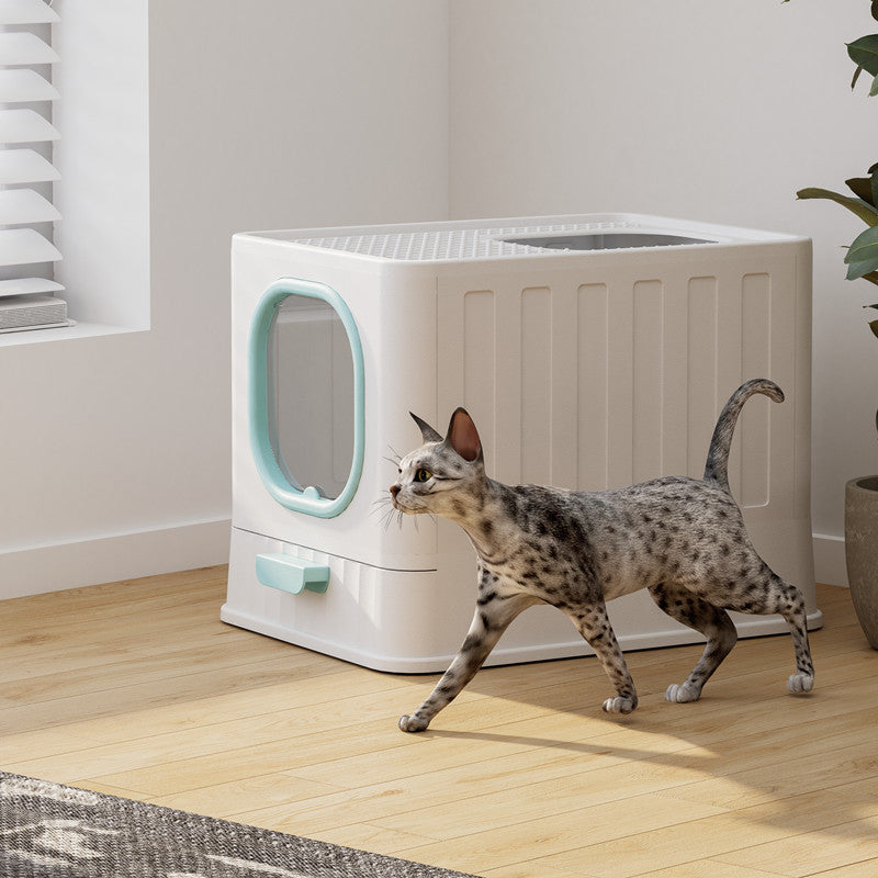 Enclosed Cat Litter Box – Large Folding Design with spacious interiors and easy access for pets.