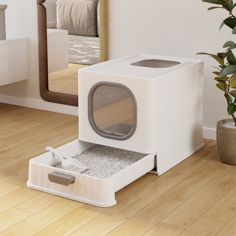Enclosed Cat Litter Box – Large Folding Design with spacious interiors and easy access for pets.