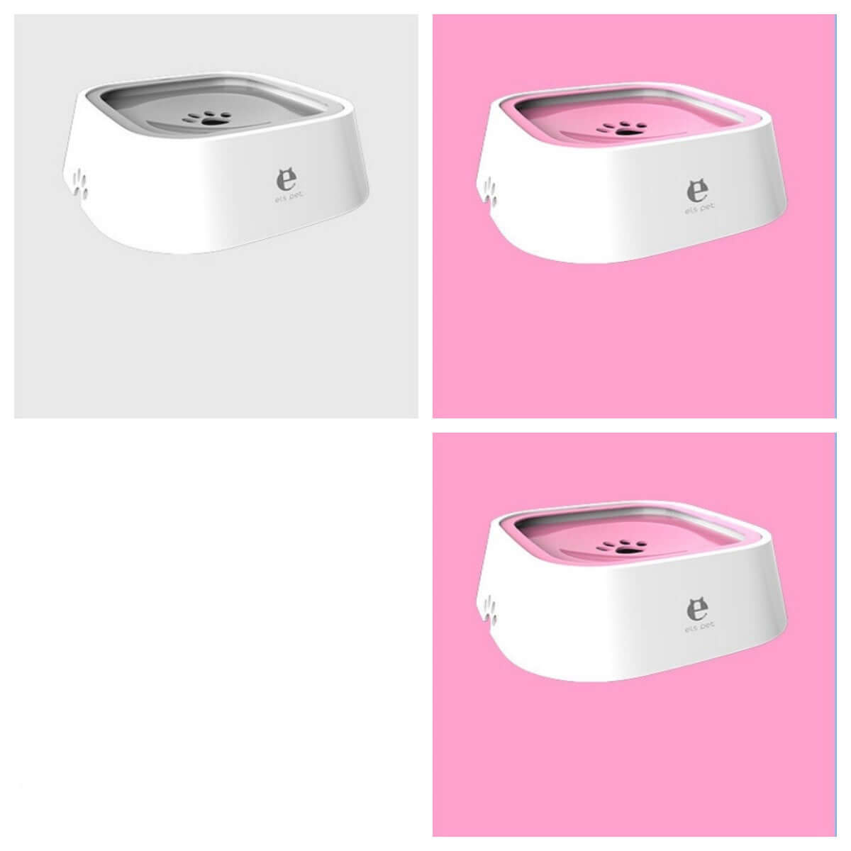 Perro curioso inspeccionando el Anti Spill Pet Water Bowl, diseño anti derrame para mantener el agua limpia.