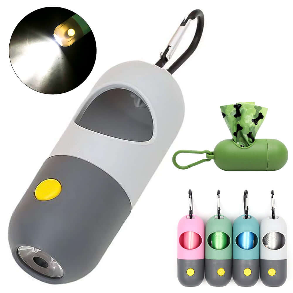 LED pet waste bag dispenser for dogs and cats
